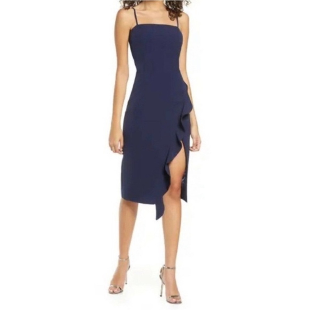 Bardot Carmelle Ruffle Side Slit Midi Dress